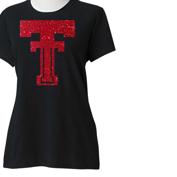 NWT HANDMADE Texas Tech Glitter TShirt - Picture 2 of 2